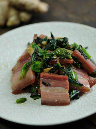 Stir-fried Lettuce Leaves with Bacon recipe