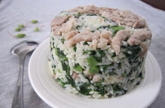 Fried Rice with Shredded Pork and Kale
