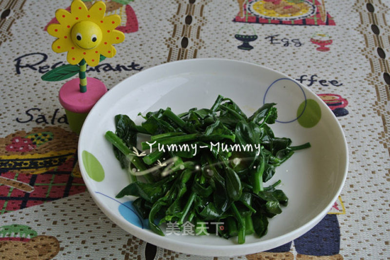 Organic Chinese Kale Seedlings Mixed with Olive Oil and Salt recipe
