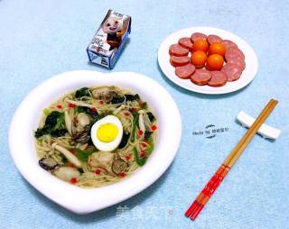 #御寒美食# Oyster Vegetable Noodle recipe