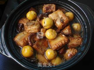 Grilled Pork Ribs with Mushrooms and Chestnuts recipe