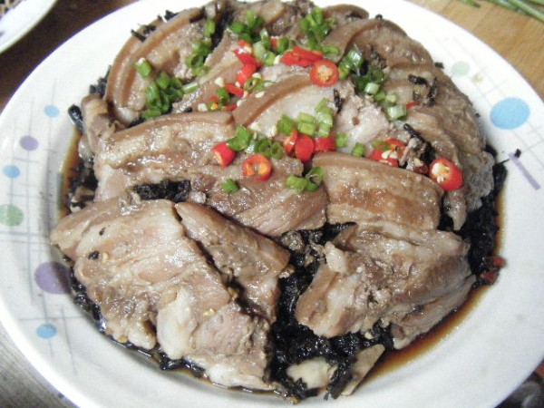 Steamed Pork with Plum Dried Vegetables recipe