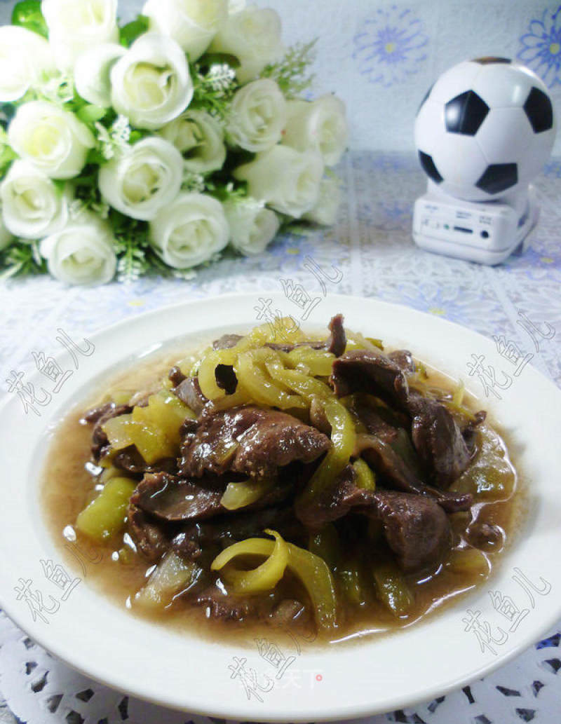 Fried Pork Heart with Sauerkraut Stems recipe