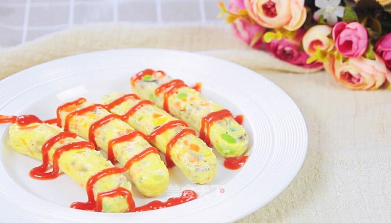 Vegetable Egg Sausage Baby Food Supplement, Mushroom + Carrot + Yellow Pepper + Edamame + Egg + Lotus Root Flour recipe