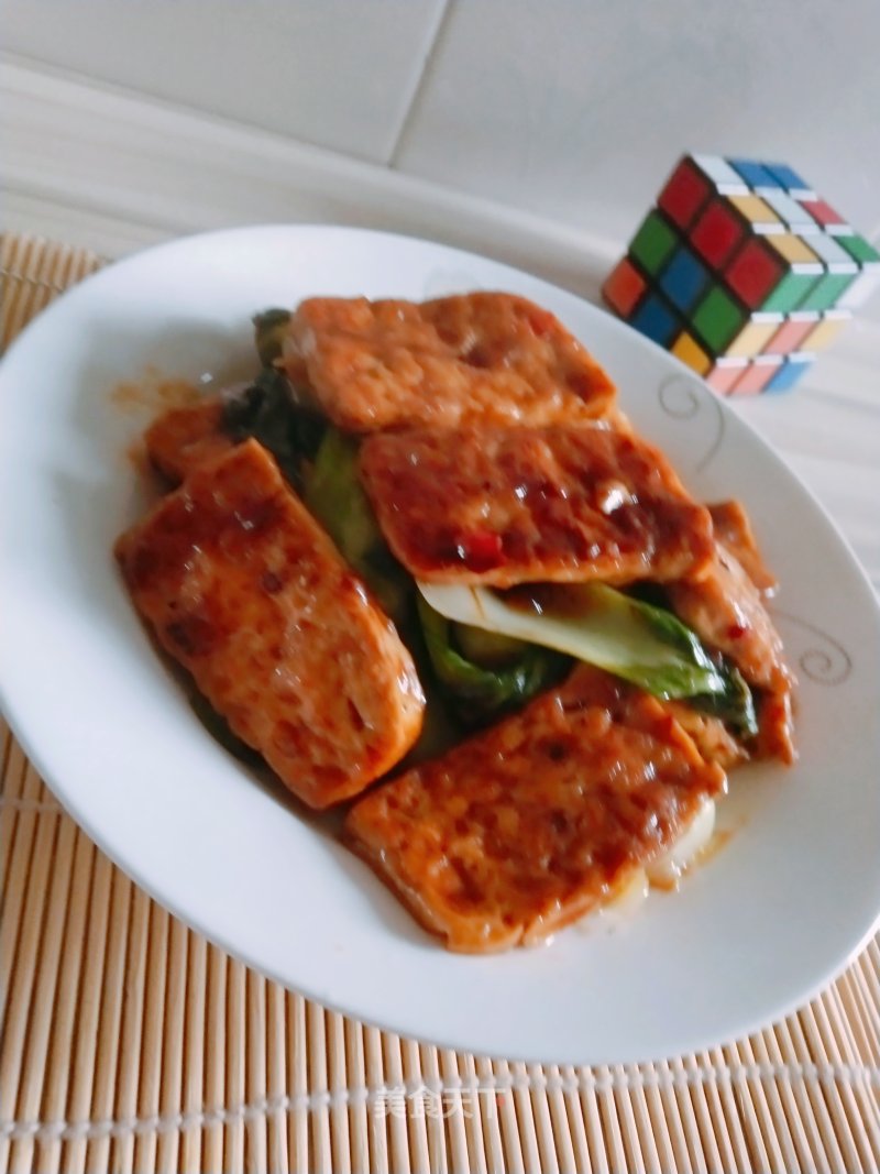 Braised Yellow Tofu with Oil (less Oil Version) recipe