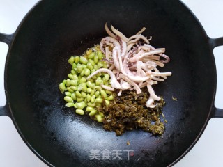 Fried Squid with Edamame and Pickled Vegetables recipe