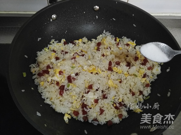 Fried Rice with Chopped Green Onion and Sausage recipe