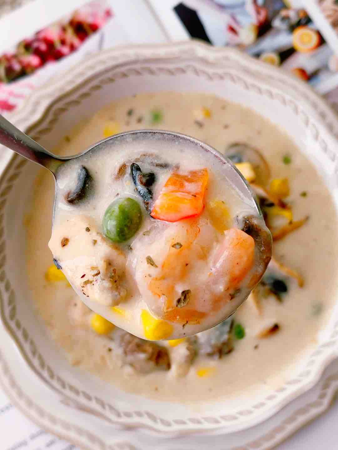 Creamy Mushroom and Shrimp Bisque Soup recipe