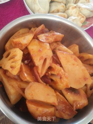 Braised Lotus Root with Pleurotus Eryngii recipe