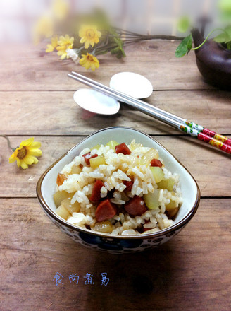 Fried Rice with Vegetable Root Pork Belly recipe