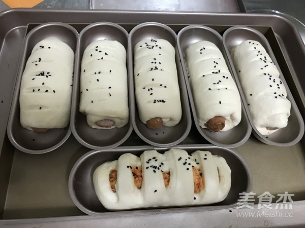 Pork Floss Sausage Buns recipe