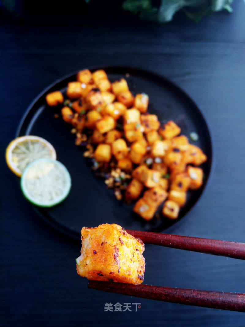 Fried Tofu with Tempeh and Garlic recipe