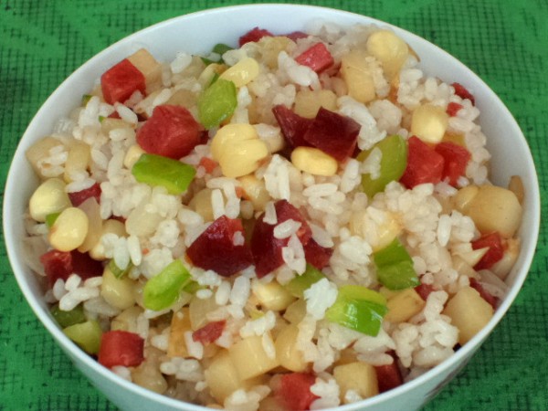 Fried Rice with Red Intestine recipe