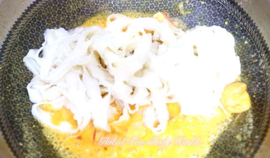 Salted Egg Yolk Seafood Noodles recipe
