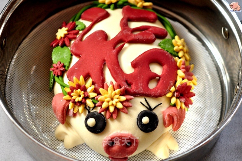 "pig" Forever Flower Cake Mantou