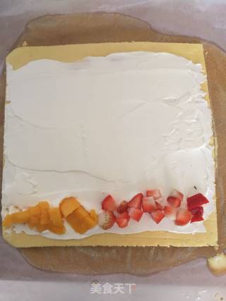 Strawberry Mango Double Cream Cake Roll recipe