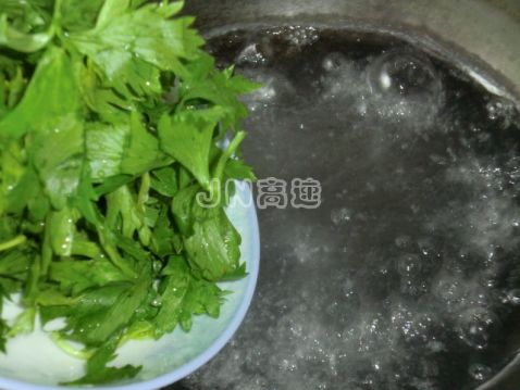 Crab Sticks Salad with Celery Leaves recipe