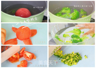 Carrot Lotus Root Ribs Noodle Noodle Baby Food Supplement, Broccoli + Tomato recipe