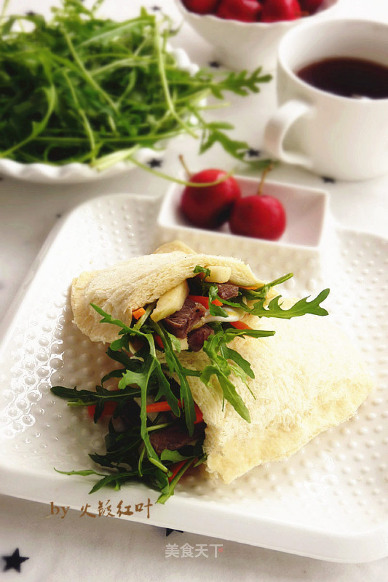 #春食野菜香#sandwich with Beef, Fruit and Vegetable Pocket