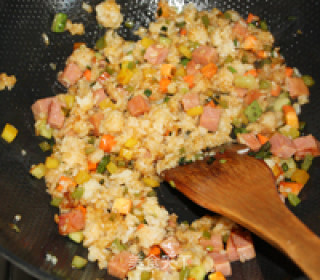 Soy Sauce Curry Ham Fried Rice recipe
