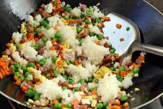 Fried Rice with Red Sausage and Colorful Eggs-an Exquisite Dinner for One Person recipe