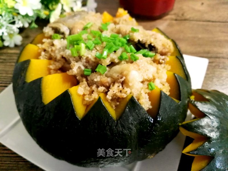 Steamed Pork Ribs and Pumpkin Cup recipe