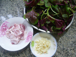 Stir-fried Pork Belly with Red Amaranth recipe