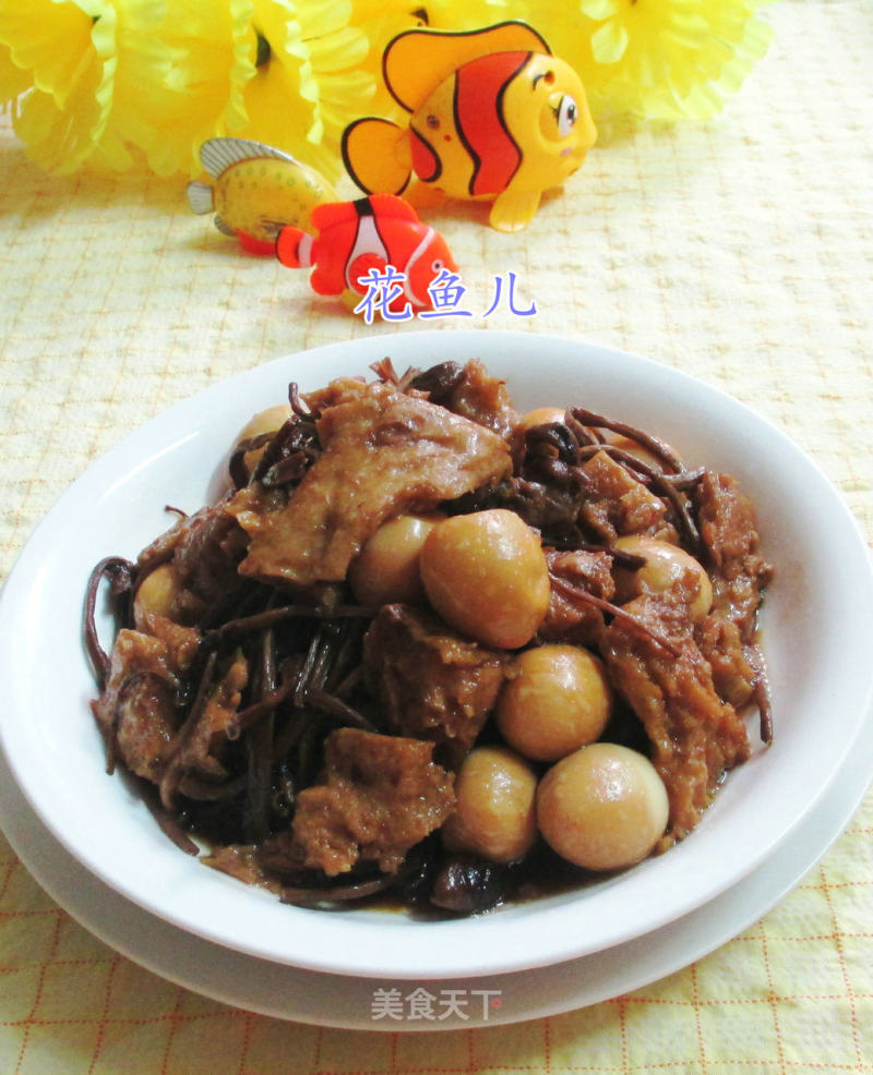 Barbecue Bran with Tea Tree Mushroom and Quail Egg recipe