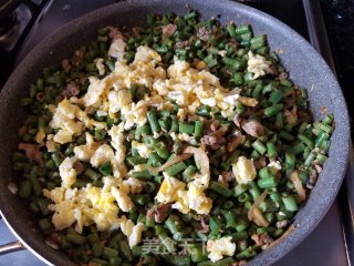 Fried Mustard and Egg with Beans recipe