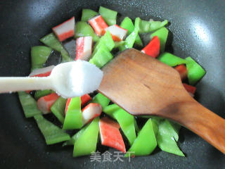 Fried Green Pepper with Crab Sticks recipe