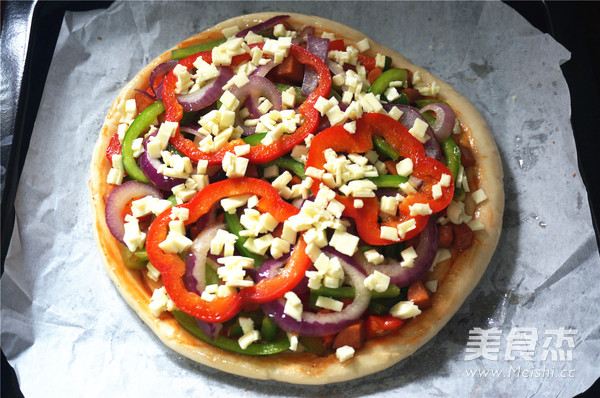 Mixed Vegetable Ham Pizza recipe
