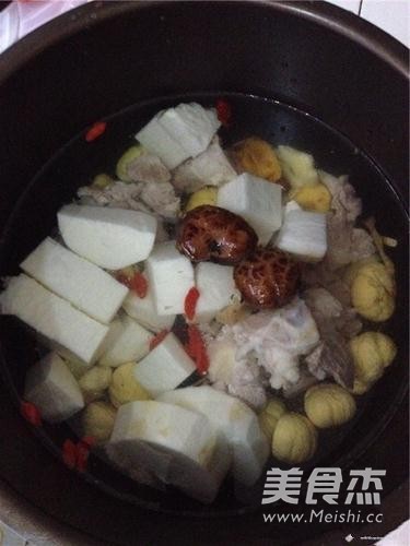 Yam Chestnut and Mushroom Pork Rib Soup recipe