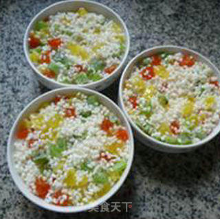 Three-color Glutinous Rice with Preserved Fruit recipe