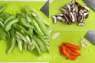 Vegetarian Fried Celery and Shiitake Mushrooms recipe