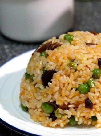 Fried Rice with Mushroom Sauce and Pea recipe
