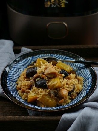 Pumpkin and Mushroom Chicken Drumstick Braised Rice