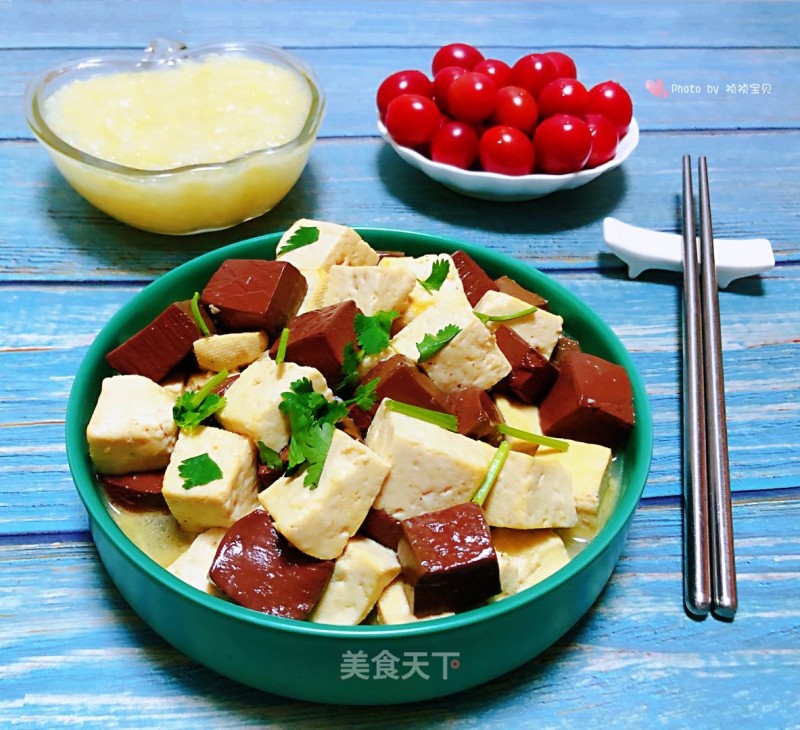 Pig's Blood Stewed Tofu#food Trimmings to Make A Big Meal#