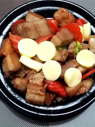 Teriyaki Pork Belly Tofu in Clay Pot