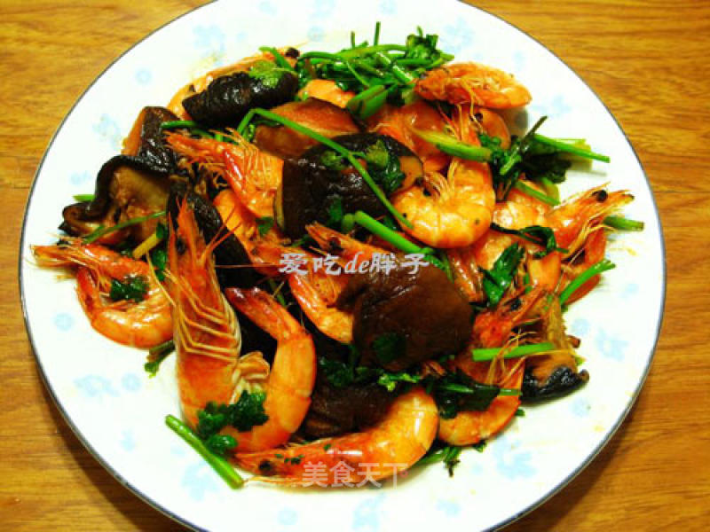Stir-fried Shrimps with Mushrooms recipe