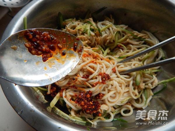 Cold Noodles with Cucumber and Chicken recipe