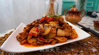 Stir-fried Potato Chips with Pork Belly recipe