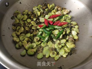 Stir-fried Broad Beans with Dried Vegetables recipe