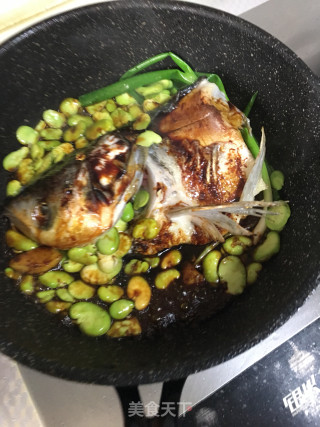 Braised Fish Head with Broad Beans and Tofu recipe