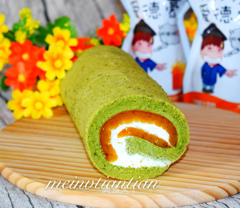 Sea Buckthorn Jelly Matcha Roll recipe