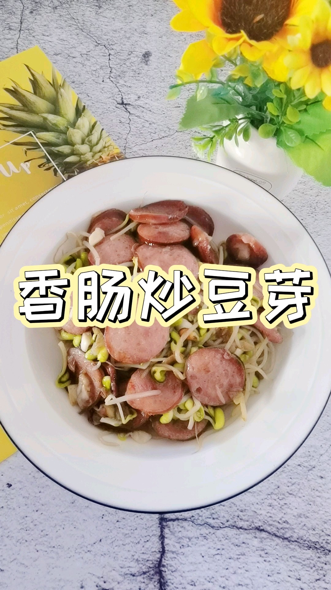 1 Sausage, 1 Bean Sprouts, 1 Stir-fry, Simple and Delicious recipe