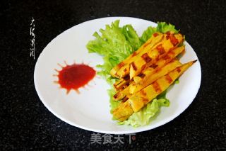 Grilled French Fries with Burnt Outside and Sticky Inside recipe