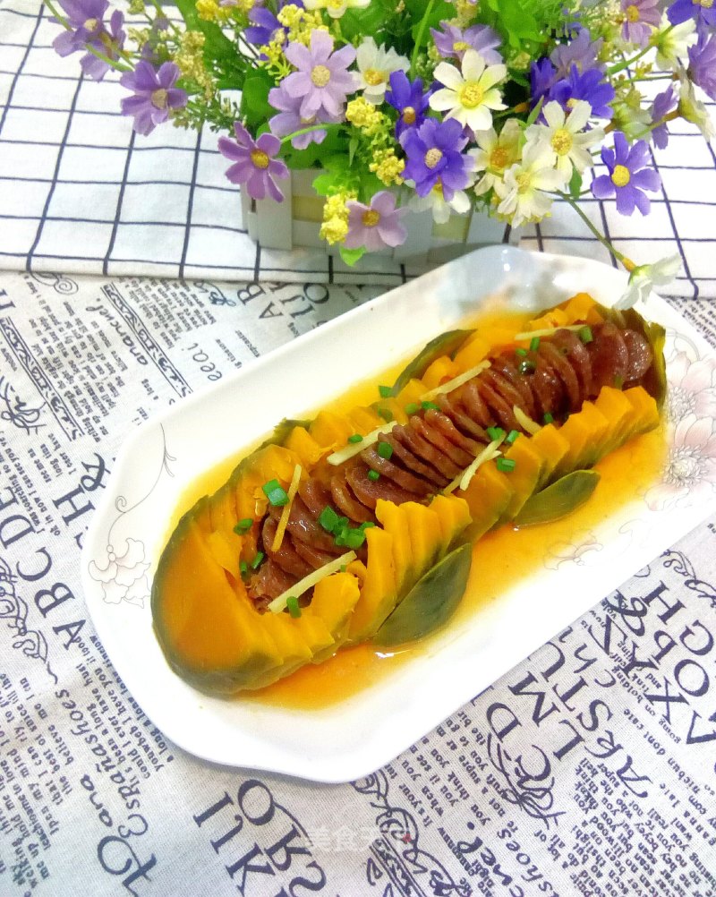 Steamed Pumpkin with Sausage recipe
