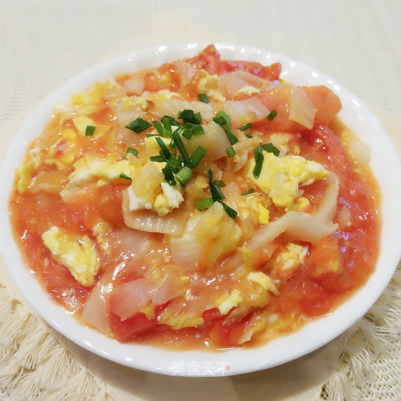 Scrambled Eggs with Chinese Cabbage and Tomato recipe