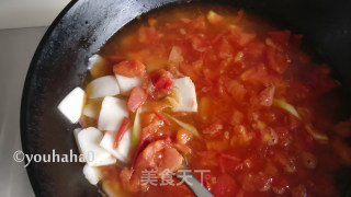 #锅菜#tomato Egg Rice Cake Soup recipe