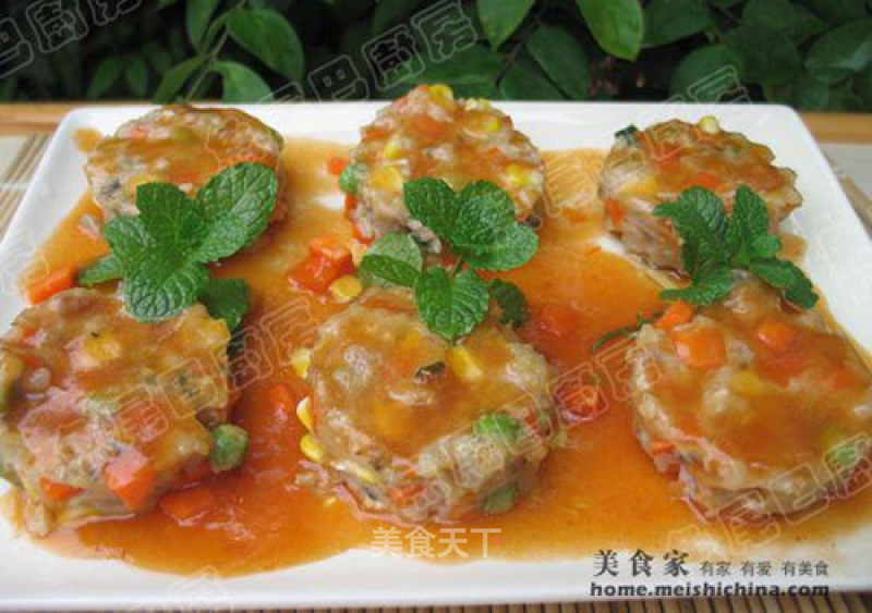 Children's Favorite --- Steamed Seasonal Vegetables with Minced Fish Glue recipe
